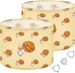 Lamp Shades Set of 2 seamless tasty chicken pig meat delicious drum stick Drum Lampshades for Floor Lamps Table Lamps Large Replacement Linen Lamp Shade Easy Assembly 13"x13"x10"