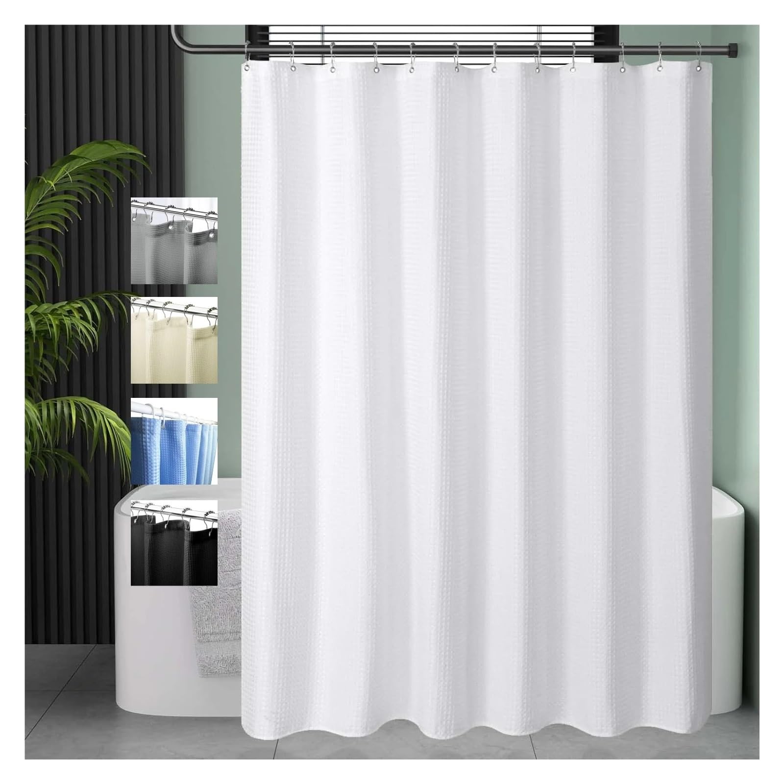 duschvorhang Robuster, wasserdichter Duschvorhang mit Kunststoffösen, Moderne Badezimmerdekoration for Elegante, gemütliche Räume(Black,180x200cm)