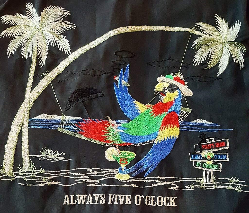 Bamboo Cay Mens Short Sleeve Always 5 Oclock Casual Embroidered Button Up Shirt - Image 5