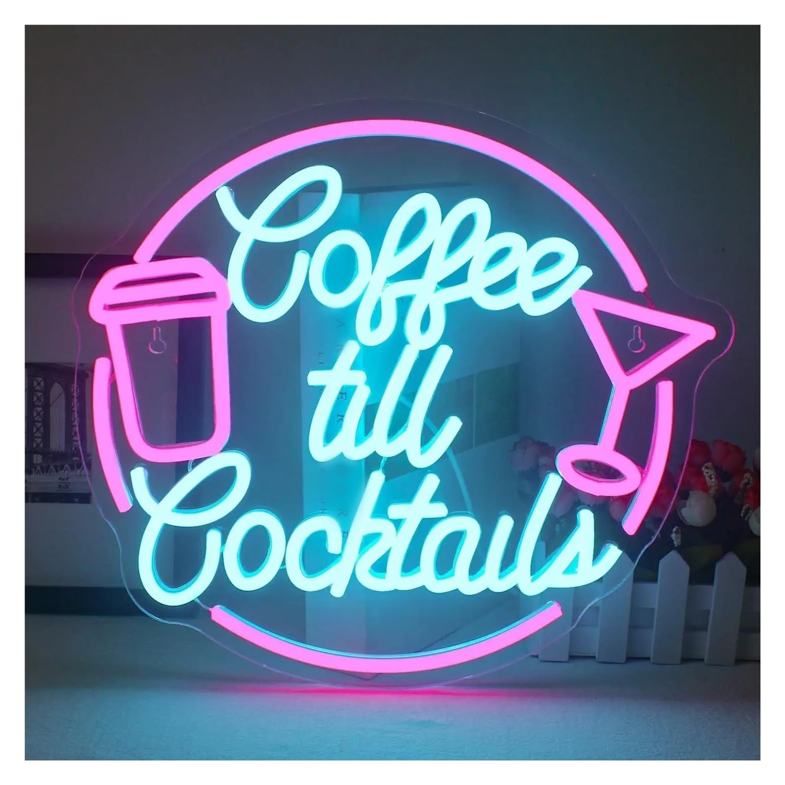 SHOUXI Sign Lamp Coffee Cocktail Neon Light USB Power Supply, Adjustable Lights, for Bar Restaurant Party Wall Decoration 35cmх32cm