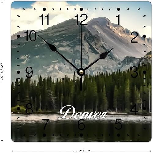 Miniatura 9 de Reloj de pared colgante de PVC Denver Reloj de pared con paisaje de ciudad, decoración de pared de 10 pulgadas, cuadrado de Parque Nacional,