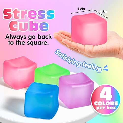 Miniatura 3 de Paquete de 4 cubos de estrés, bolas de hielo de levantamiento lento para adultos y niños, juguete sensorial para aliviar la ansiedad, bolas blandas