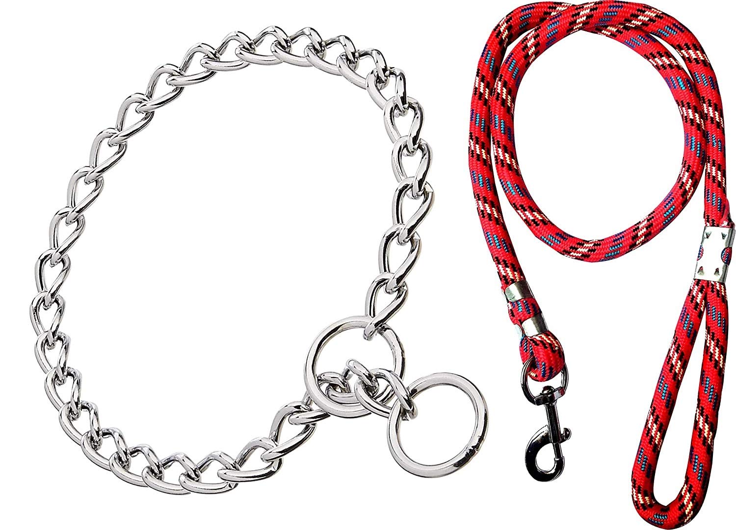 Dog Collar Leash Combo of Dog Choke Chain with Red Lead Specially for Large Breed Dog Collar Leash (Collar Chain - 24 Inch, Leash 60 Inch) Color May Vary (Medium Collar Size- 24 Inch) (B08Y7PGD7G) Amazon Price History, Amazon Price Tracker
