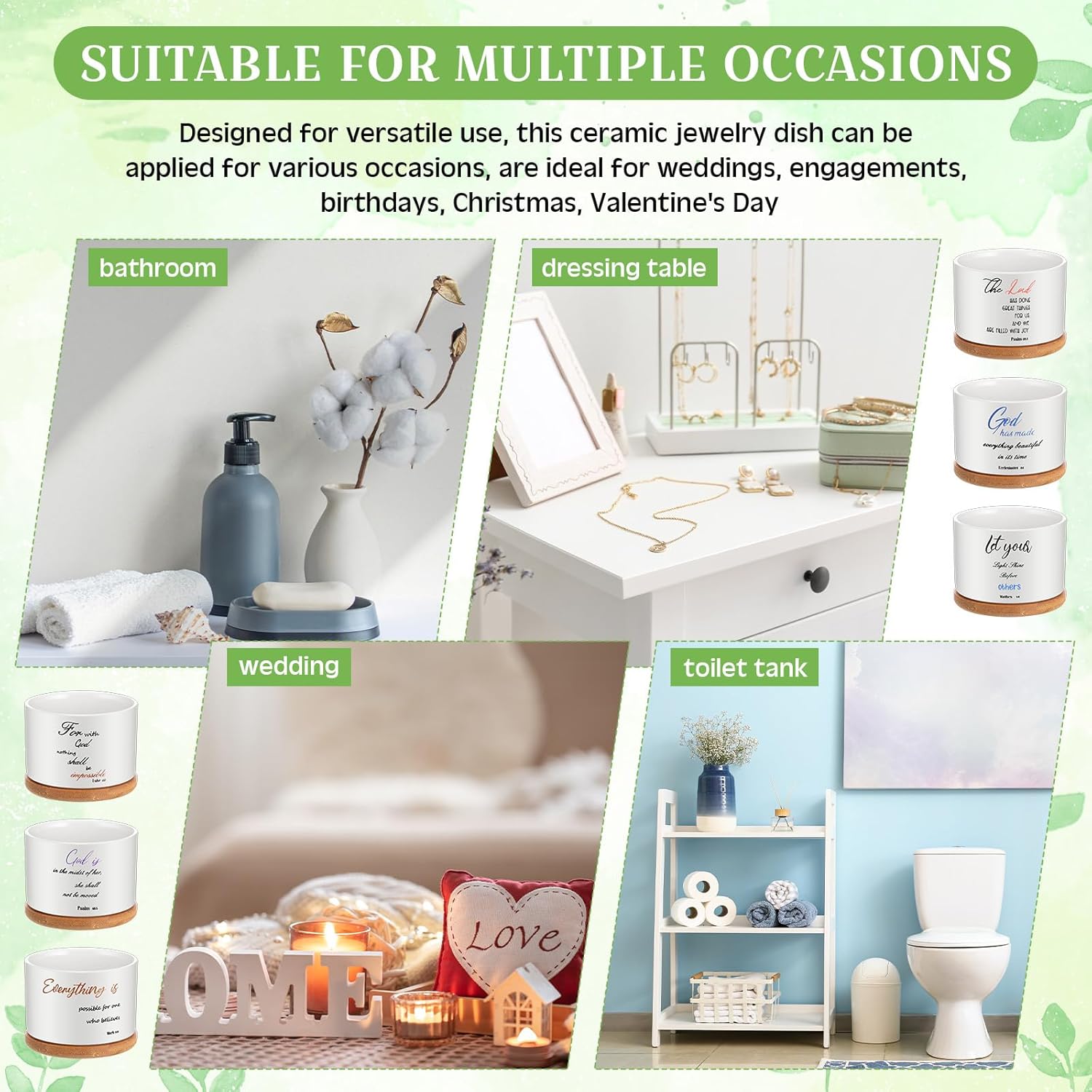 Mifoci 6 Pcs Bible Verse Succulent Pot Christian Bible Verse Gifts Set Ceramic Mini Floral Succulent Planters with Bamboo Tray 3 x 3 x 2 Inches Plant Pots Decorative for Garden Birthday