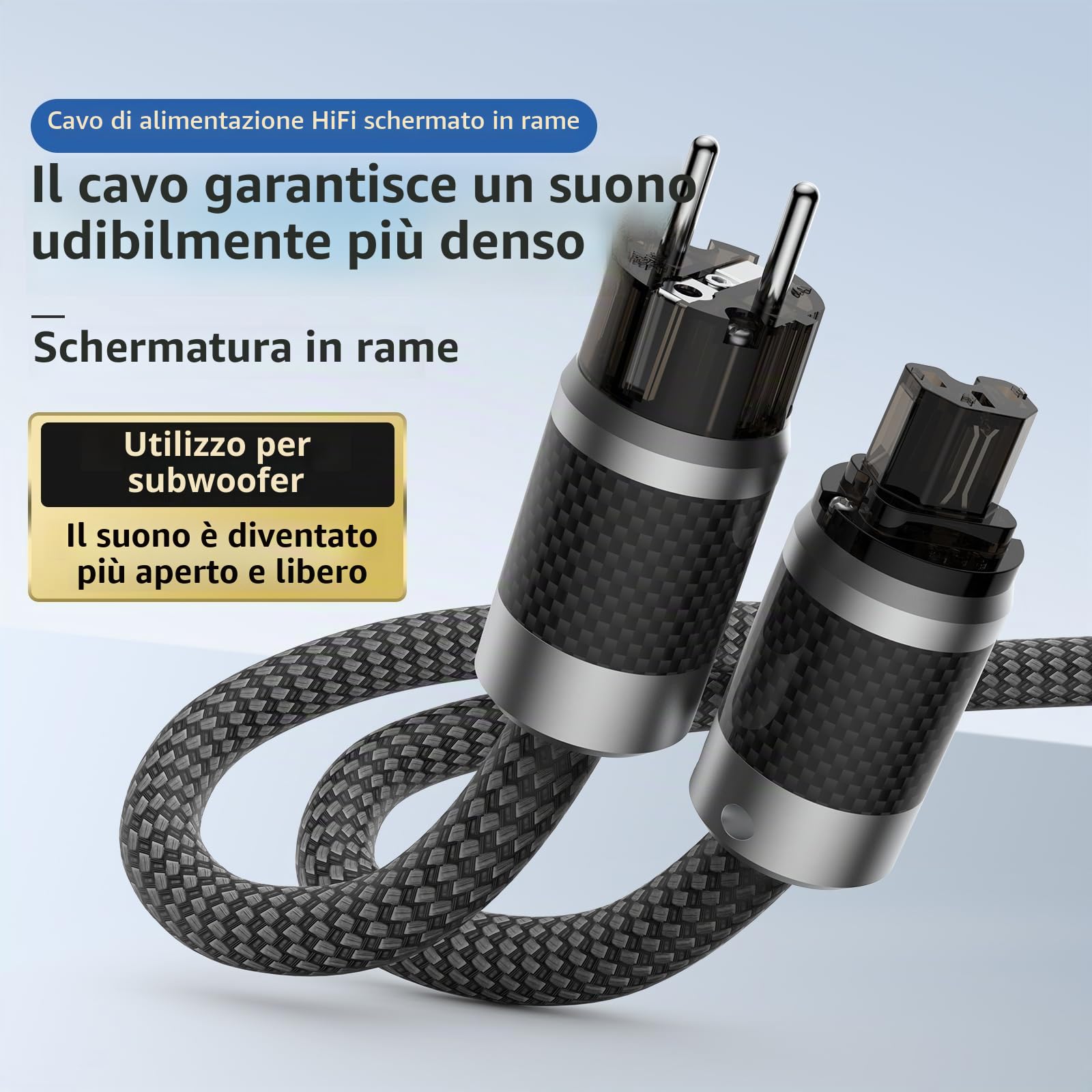 Tertullus Cavo di alimentazione HiFi High End C15, cavo di alimentazione HiFi, cavo per dispositivi freddi con spina Schuko e spina per dispositivi freddi (E860, 1,5 m)