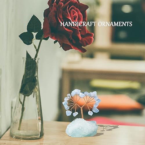 Miniatura 3 de Runyangshi Árbol de cristal de aguamarina natural, piedras preciosas curativas, árbol de energía Reiki, piedras naturales rodadas, figuras de árbol