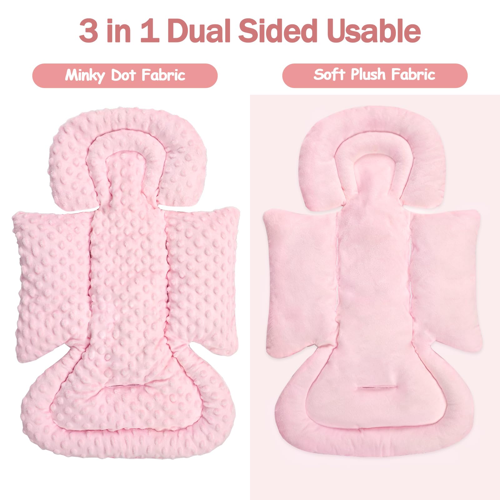 Inserto de asiento de coche para niño y niña, inserto de asiento de automóvil 3 en 1 para recién nacido con almohadillas de correa, soporte de cabeza de asiento de coche para cochecitos de bebé,