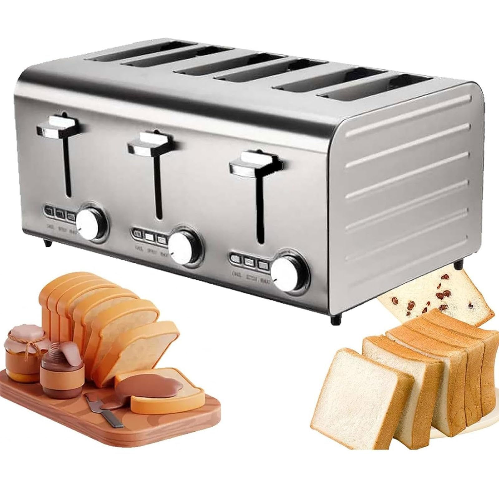 Tostapane in acciaio inox con doratura a 7 livelli, apertura automatica, slot extra larghi, vassoio raccogli briciole rimovibile per una colazione facile