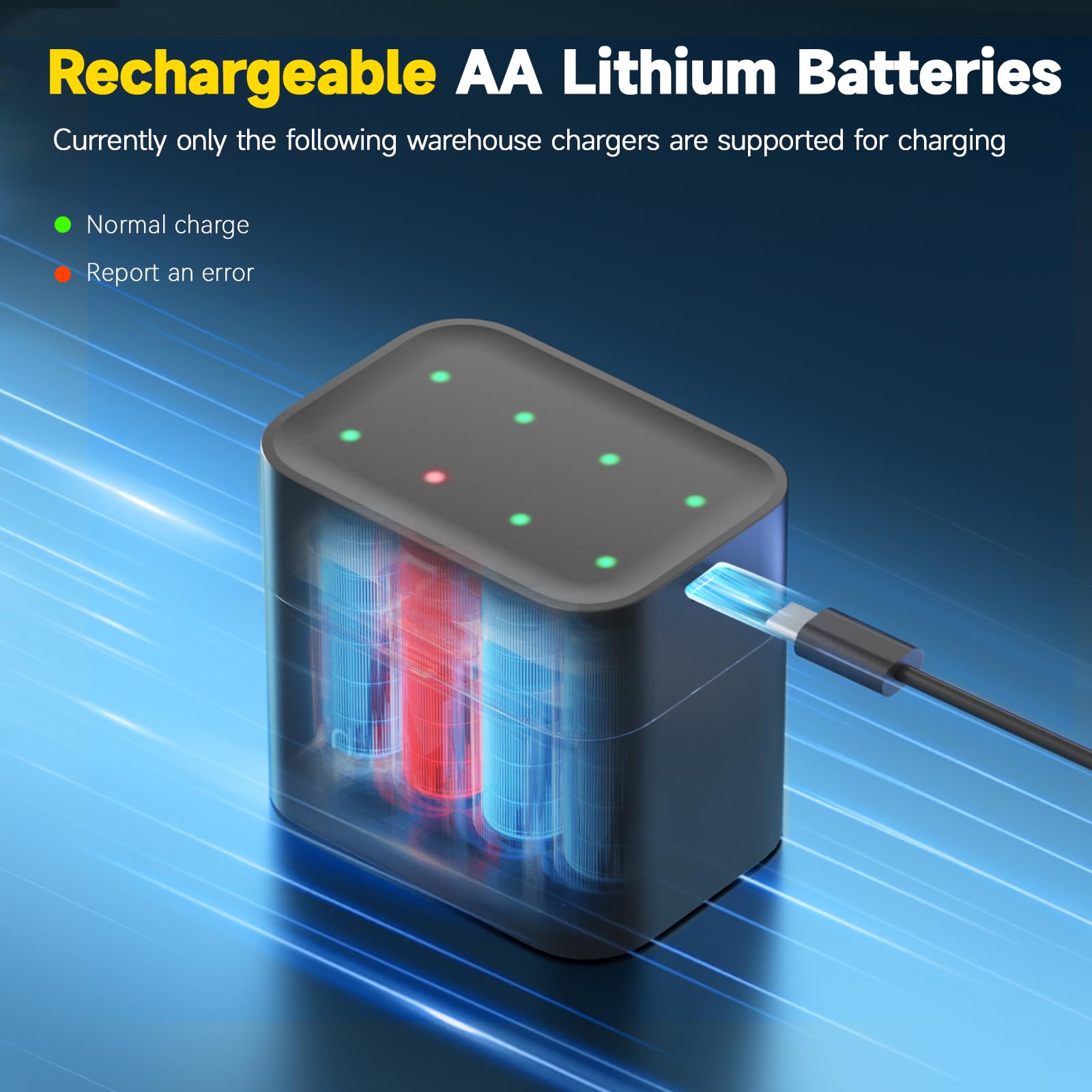 AA Rechargeable Batteries, 4 Pack Lithium Battery 3000mAh High Capacity Rechargeable Batteries, 1.5V Constant Outpu 1600 Cycles, Battery AA Low Self-Discharge — view 5