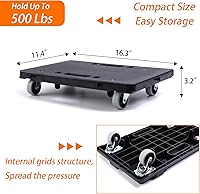 Vista 2 de Carretilla para Muebles, Carretilla de Mudanza de 4 Ruedas Resistente, 16in-11in Capacidad de 500lbs, Carretillas para Mover Muebles con Ruedas