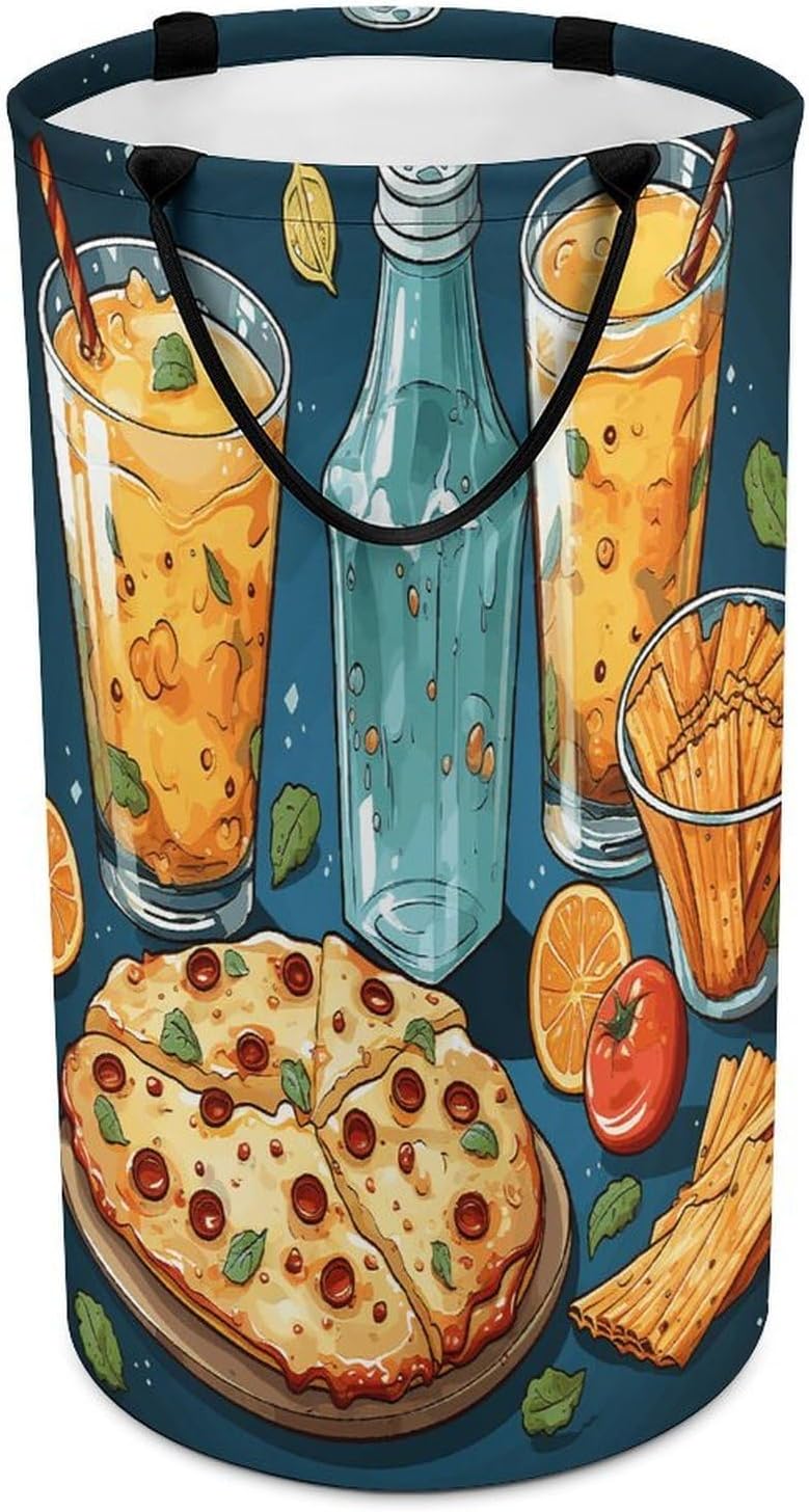 Movie Night Party Food Decorative Laundry Hamper Large Laundry Basket Freestanding Dirty Clothes Basket Laundry Bag Collapsible Washing Bin Portable Clothes Hamper with Handles for Daily Use