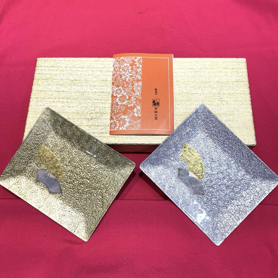 Amazon.co.jp: 平林七宝銘々皿 七宝 金銀 扇子柄 2枚 : ホーム＆キッチン