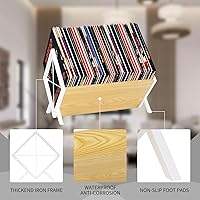 Vista 5 de YINMIT Soporte para discos de vinilo, estante de almacenamiento de discos de vinilo de 80-100 LP, pantalla de discos de vinilo de montaje rápido
