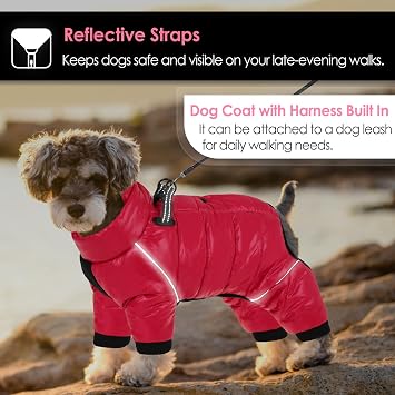 AOFITEE Dog Coat Waterproof Dog Jacket Warm Fleece Full Body Dogs Snow Suit