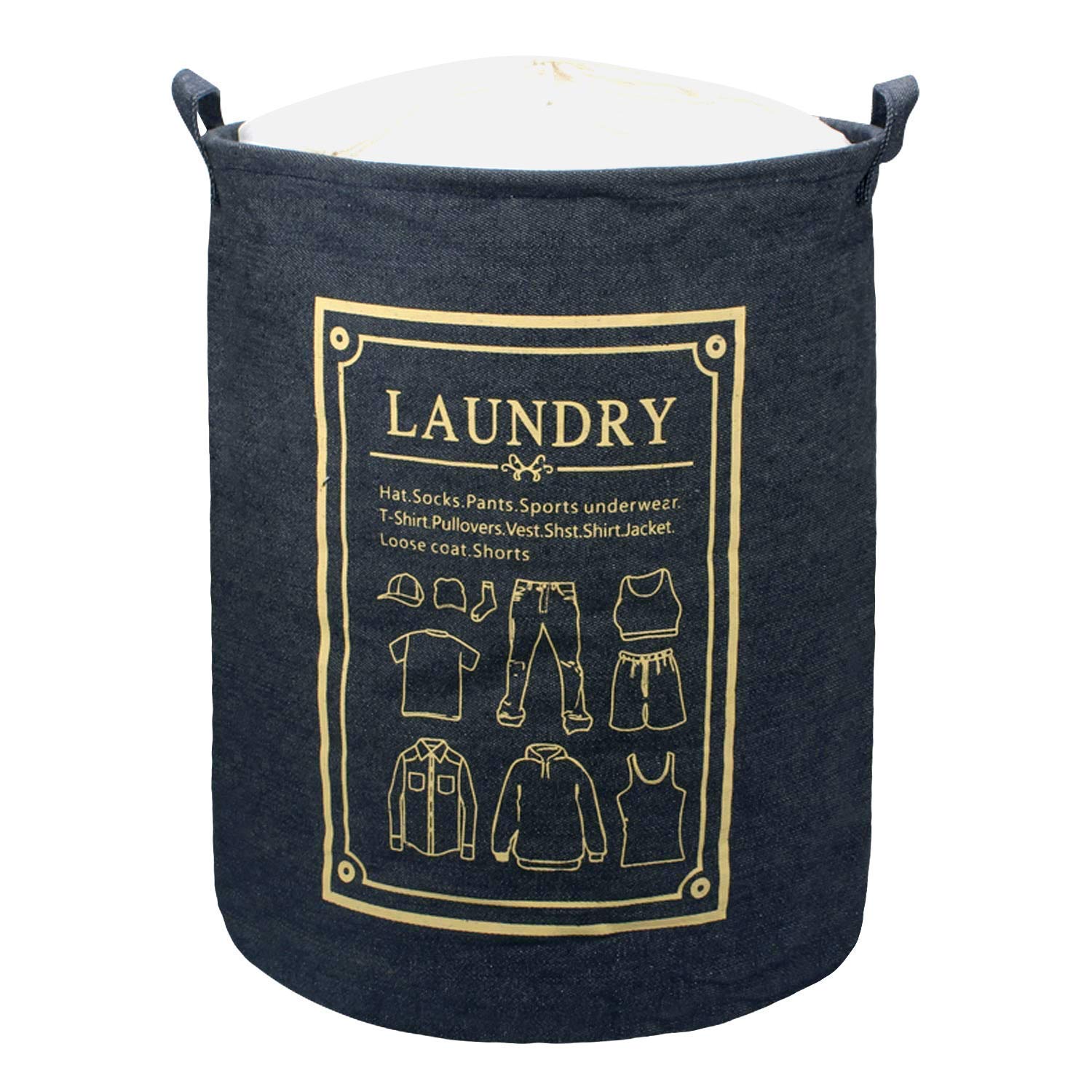 Styleys Folding Laundry Bag for Clothes 63 - Litre with Drawstring Closure (S11051 - Navy Blue)-image-20