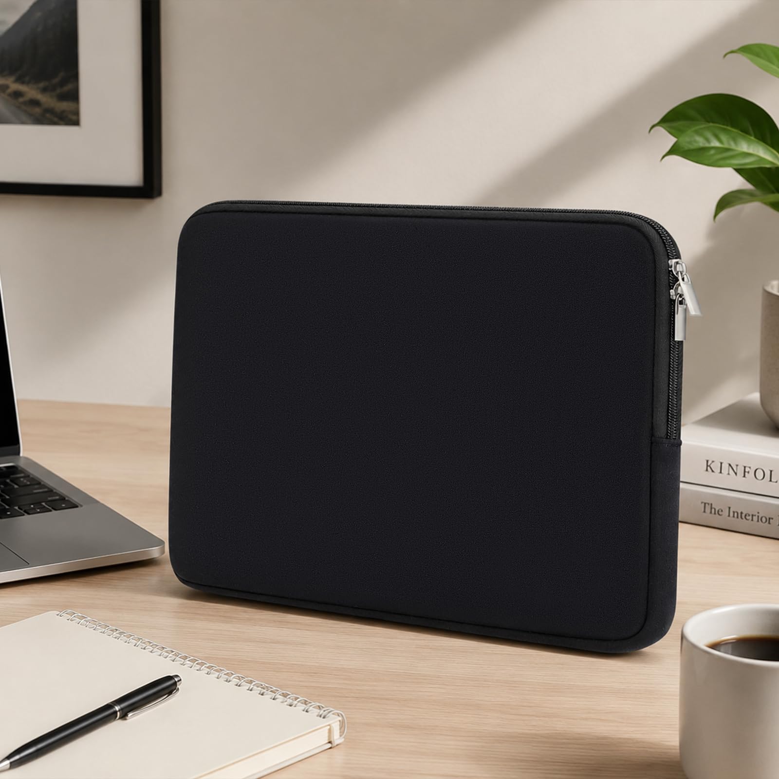 RAINYEAR Housse de Protection Ordinateur Portable 14 Pouces Compatible MacBook Air 15 Pouces M2 M3 M4 M5 Noir