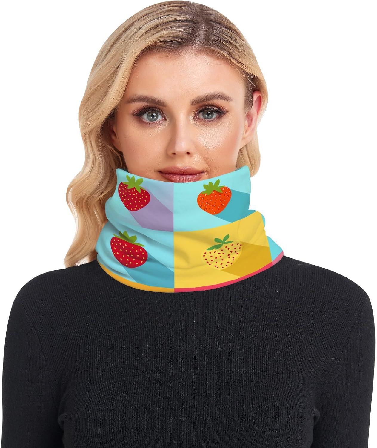 Strawberry Plaid Colorful Winter Knitted Neck Gaiter for Cold Weather Outdoor Sports Face Ski Mask Scarf Winter Soft Thick Warm Fleece Lined for Men & Women