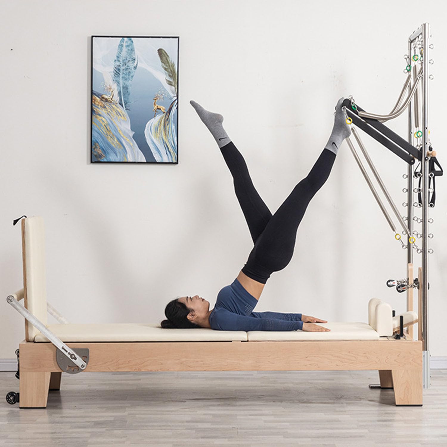 Halbhohe Zwei-in-Eins-Maschine aus Ahornholz, Maschine für Zuhause, Studiomaschine, verstellbares Bett, Übungs-Yoga-Ausrüstung