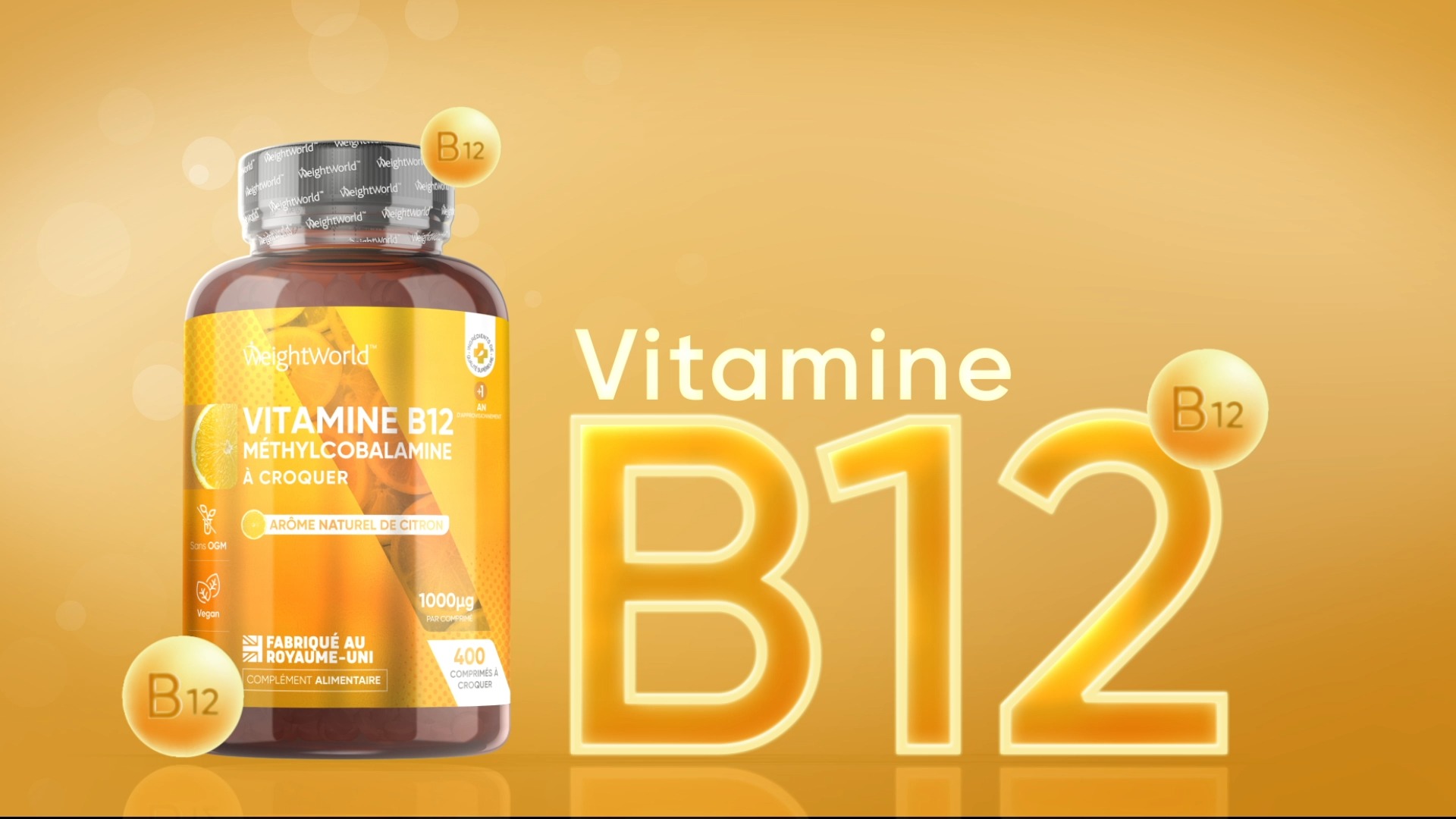 WeightWorld - Vitamine B12 Vegan Méthylcobalamine 1000 Mcg - 450 Comprimés - Réduit Fatigue, Soutient énergie