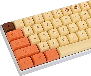 XDA PBT Key Cap, 136 keycaps Dye Sublimation Yellow Lightning Custome Key Cap Set for Cherry/Gatron MX switches 60 Percent/68/GK61 Gaming Mechanical Keyboard (Yellow Lightning)