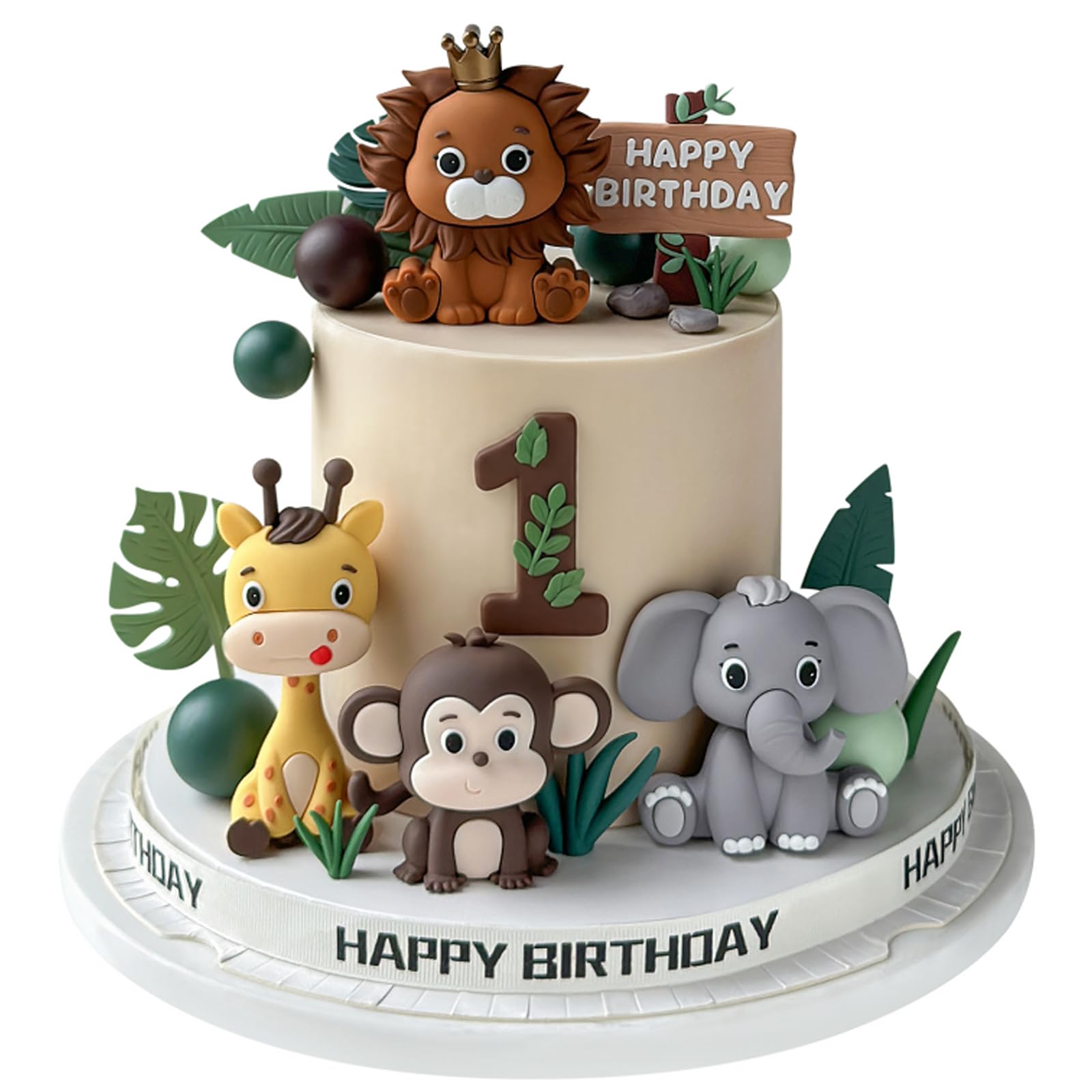 19PCS Safari Animal Cake Topper, Jungle Cake Decorations for Birthday Party