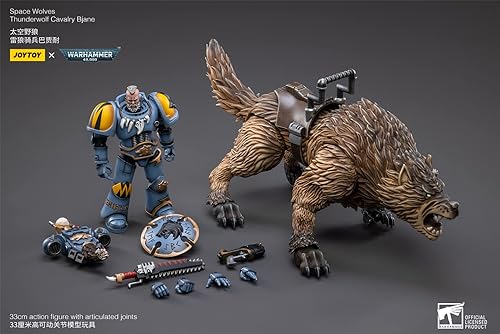 Miniatura 6 de HiPlay JoyToy × Warhammer 40K - Juego completo de figuras de acción de ciencia ficción a escala 118 con licencia oficial  Space Wolves Thunderwolf