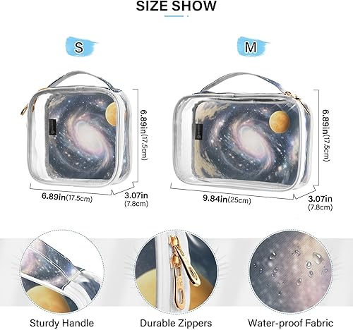 Miniatura 4 de Galaxy Universe Planets Clear Toiletry Bag for Traveling,2 Pack Makeup Cosmetic Bag with Zipper,Travel Bag for Toiletries,Travel Essentials 21214292