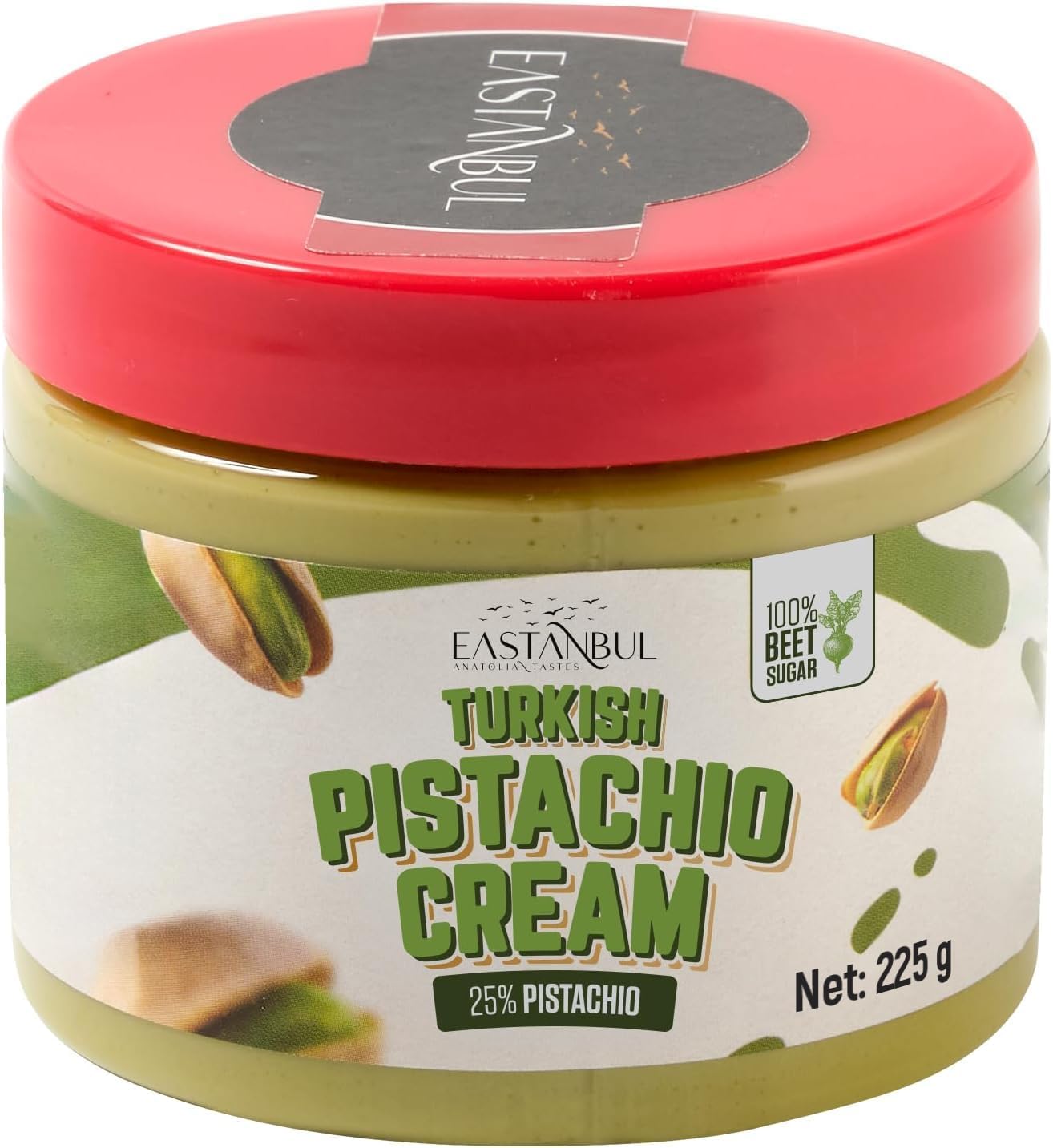 Eastanbul Pistachio Cream, 225g, Pistachio Butter, Turkish Cream Spread for Dubai Chocolate, Smooth Spread for Breakfasts, Desserts & Treats, No Palm Oil