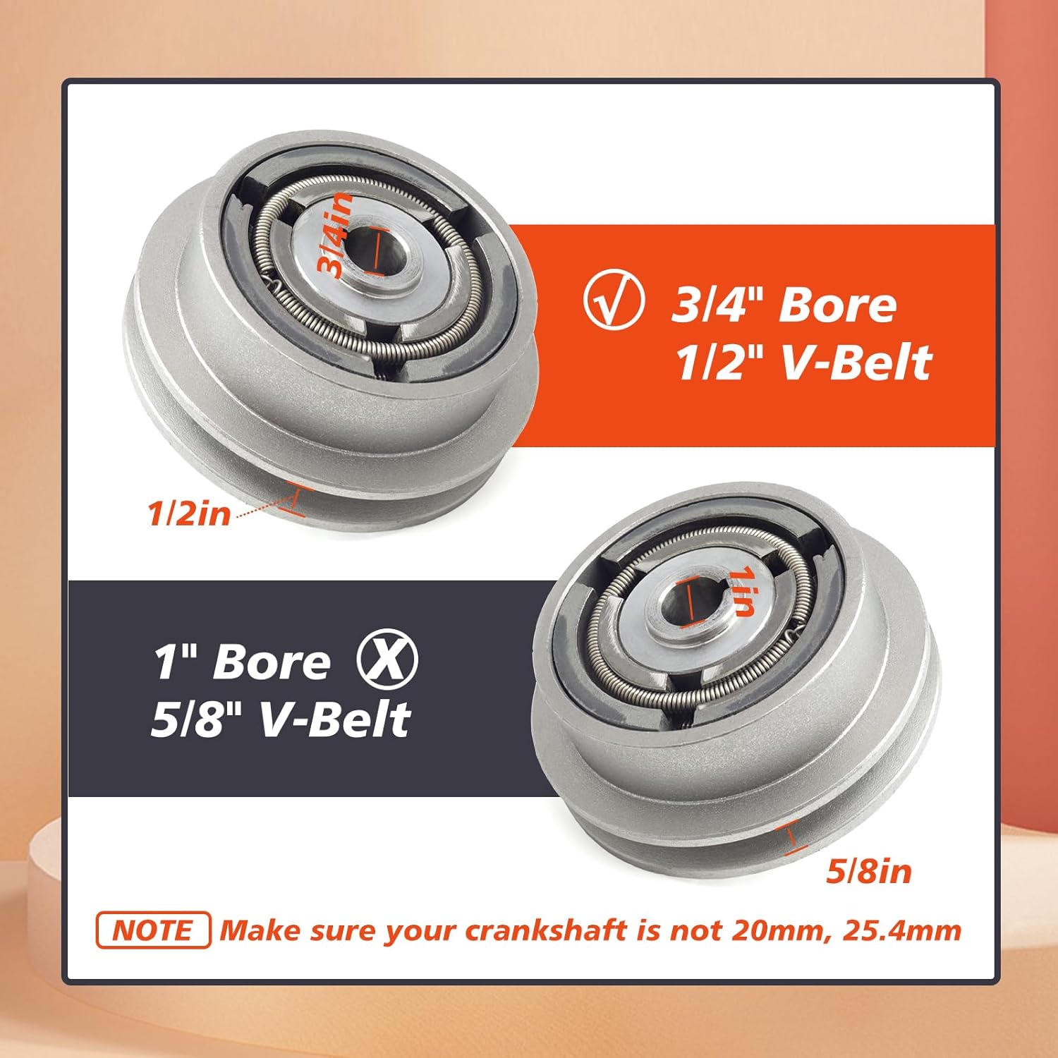 Clutch 5" Single Pulley 1/2" V-Belt 3/4" Bore Replacement for Wacker VP1340 VP1350 VP1750 Plate Compactors for Honda GX160 GX200