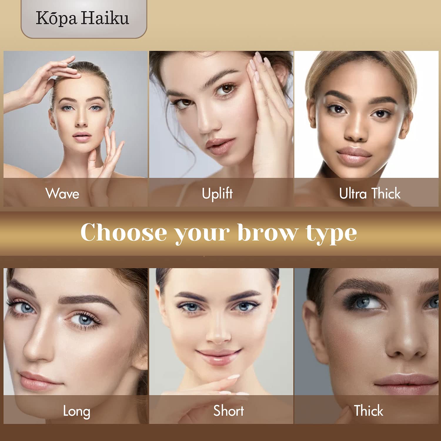 Kopa Haiku Professional One Step Eyebrow Stamp Shaping Kit, Eyebrow Powder Stamp Makeup with 10 Reusable Eyebrow Stencils, 2 Eyebrow Pen Brushes, Waterproof & Long Lasting (Medium Brown) : Beauty & Personal Care
