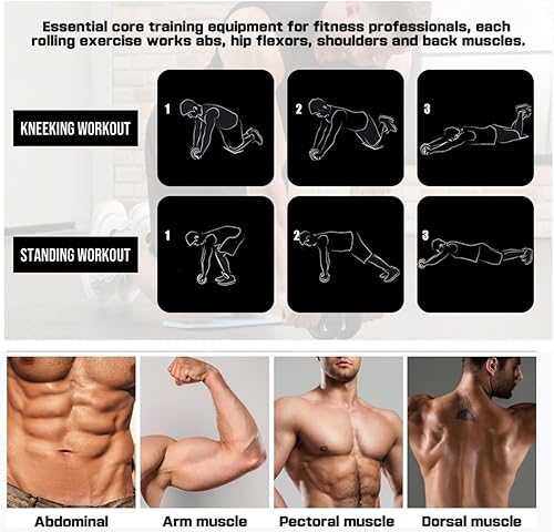 Miniatura 2 de Rueda de rodillo abdominal, rueda abdominal para máquina de ejercicio abdominal, equipo de gimnasio en casa para entrenamiento de núcleo, sin ruido,