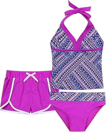 Costume Da Bagno Bambina Tankini Asimmetrico - Bikini Floreale Per Spiaggia E Piscina - Foto 2