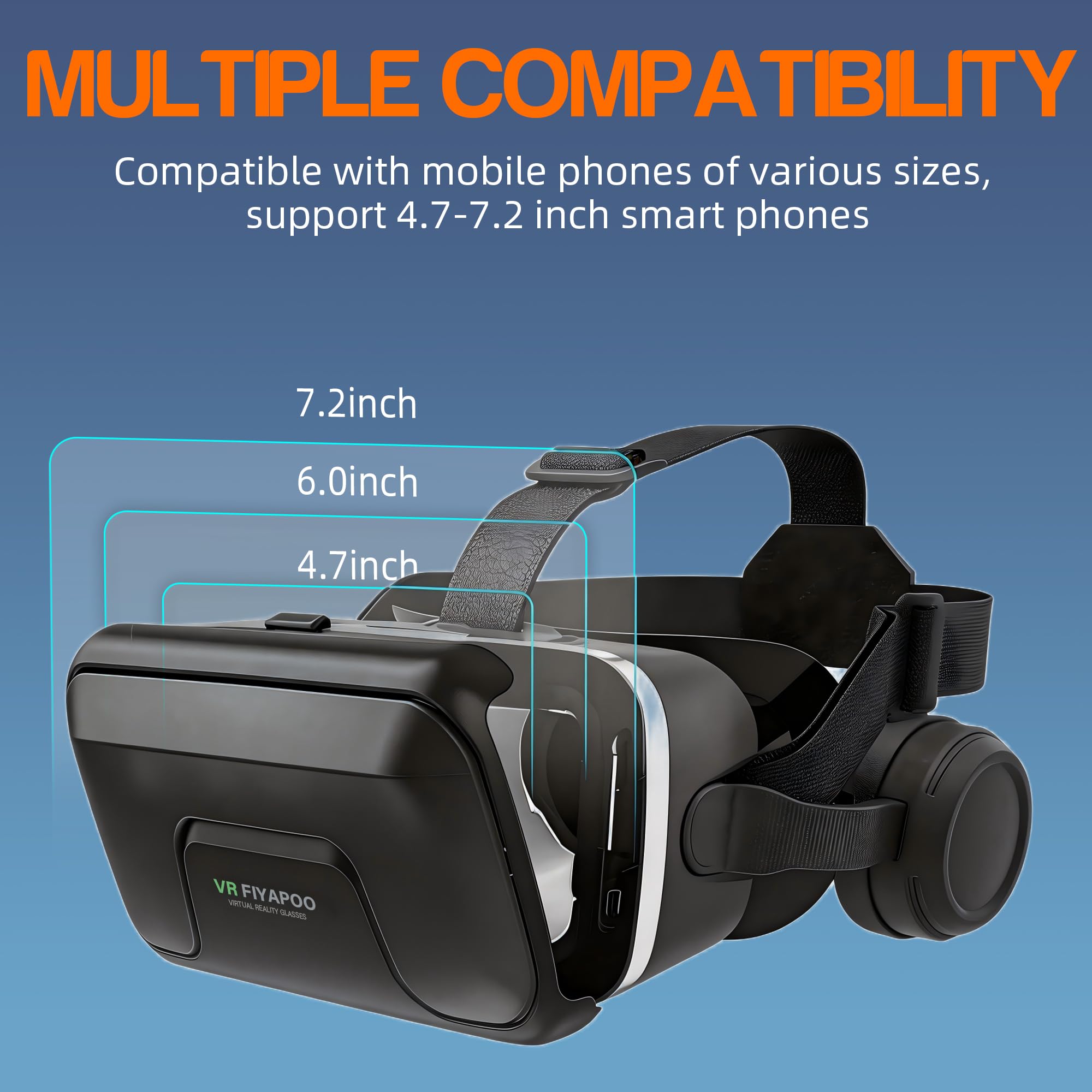 Gafas VR 3D con Auriculares - Gafas Realidad Virtual de Niños para Películas y Juegos, Compatible con Teléfonos Android y iPhone de 4,7 a 7,2 Pulgadas, Niños.