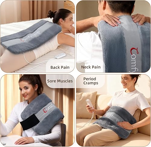 Miniatura 9 de Comfytemp Almohadilla térmica con peso de sal del Himalaya, almohadilla térmica húmeda natural para dolor de espalda y calambres, regalos de Navidad