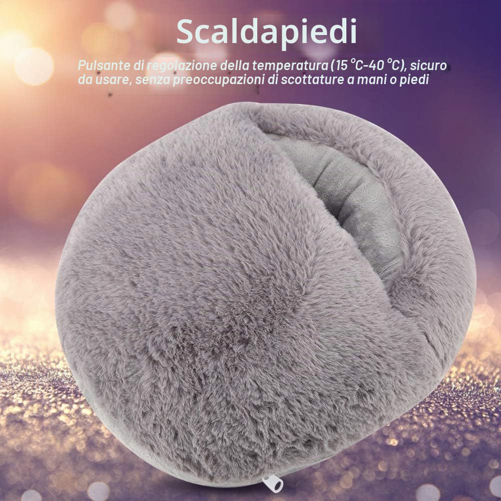 Scaldapiedi Riscaldato USB Cuscino Ricaricabile Scaldapiedi in Peluche Tappetino Riscaldante Elettrico Inverno Scarpe Riscaldanti per Ufficio Riscaldatore Sottopiede Terapia del Calore per il(Grigio)