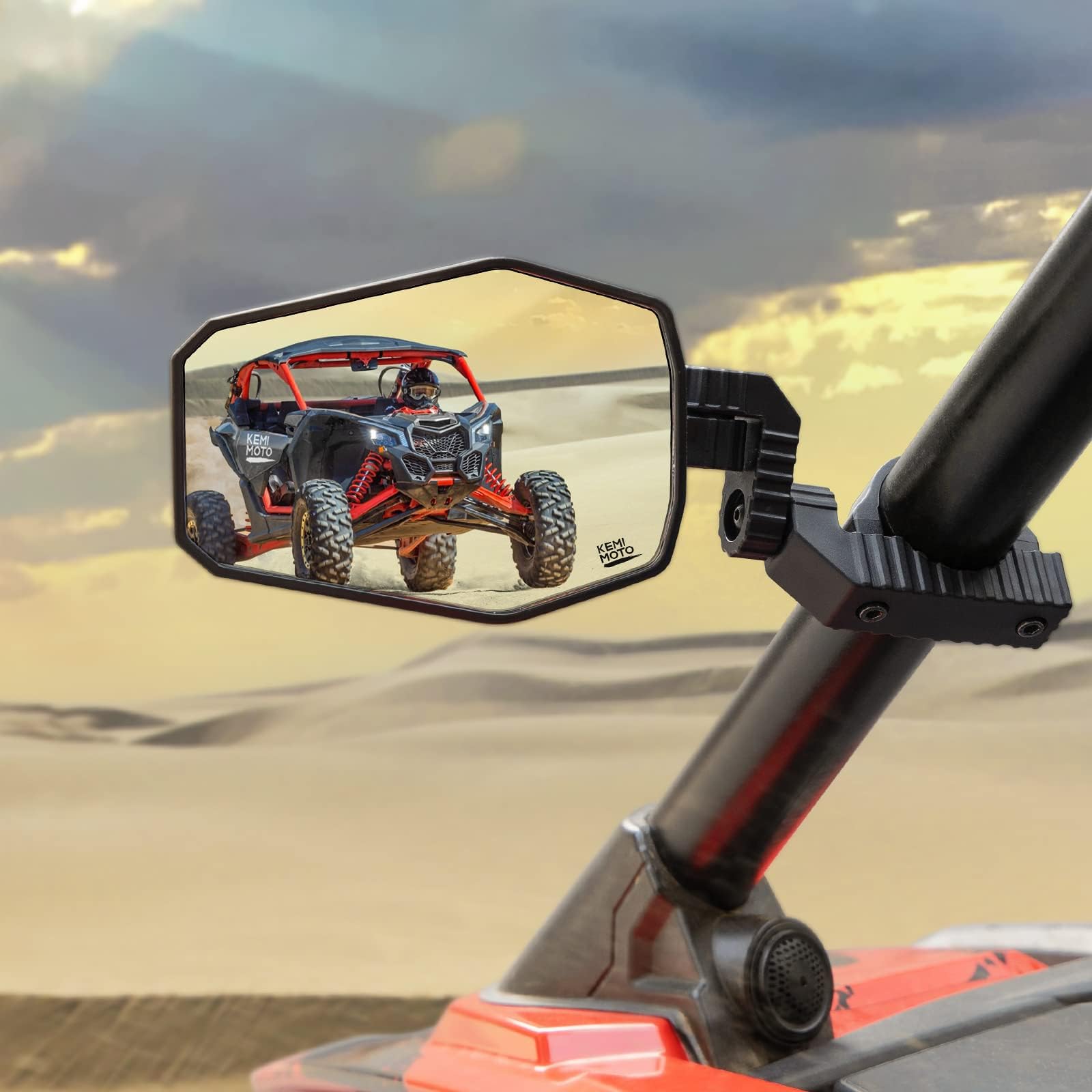 KEMIMOTO UTV Side Mirrors, UTV Mirrors for 1.65-2 inch Roll bar Compatible with Polaris RZR, Can-Am Maverick X3, Pioneer, Talon, Teryx, Gator, CFMOTO, Multi-Adjustment Convex Mirrors