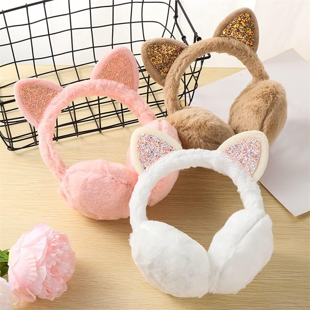 GELTDN Lovely Earmuffs Women Kids Girl Shiny Warmers Kitty Fur Earmuff Fluffy Soft Glitter Winter Warm (Color : C, Size : One Size) : Clothing, Shoes & Jewelry