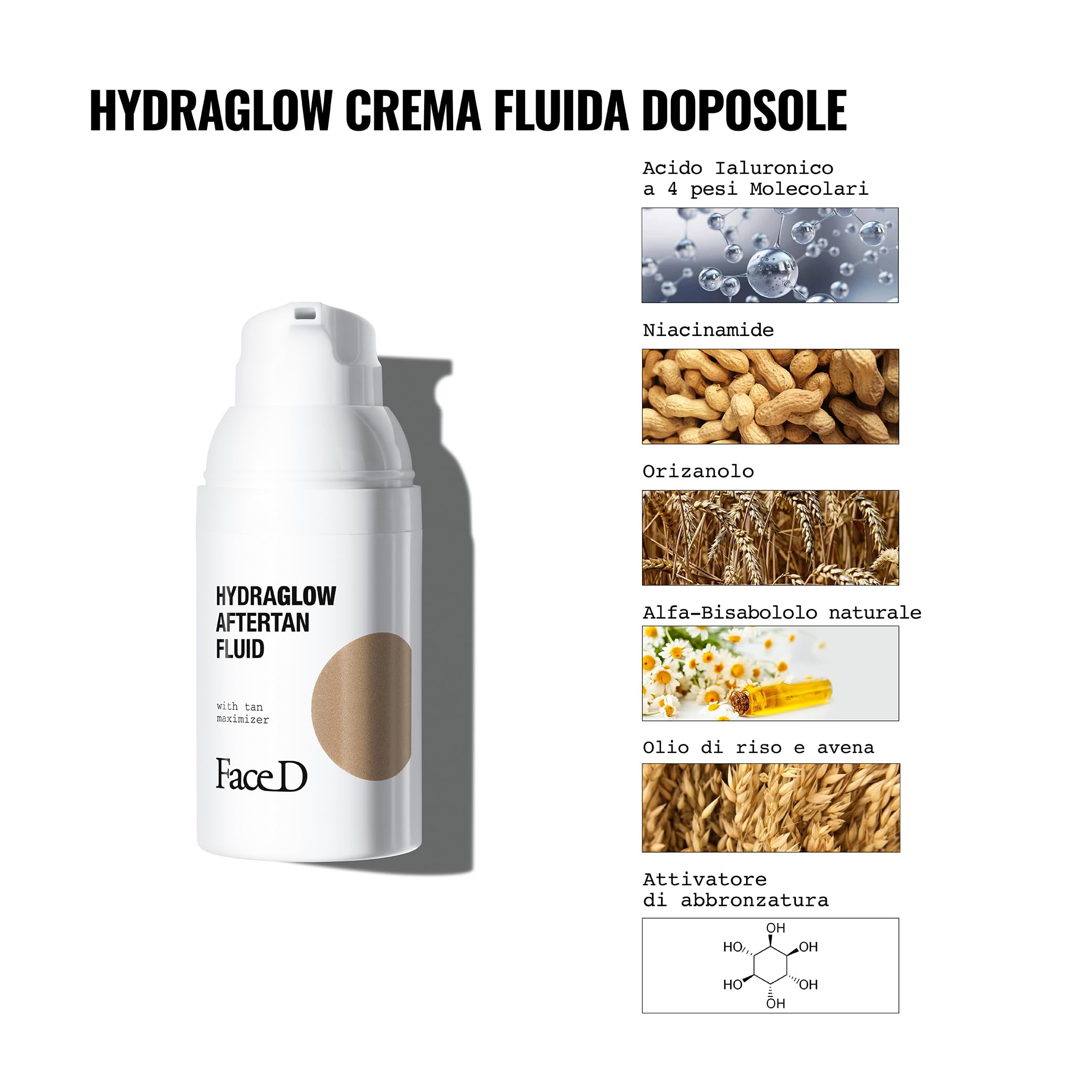 Face D - Hydraglow Crema Fluida Doposole Viso, 30ml