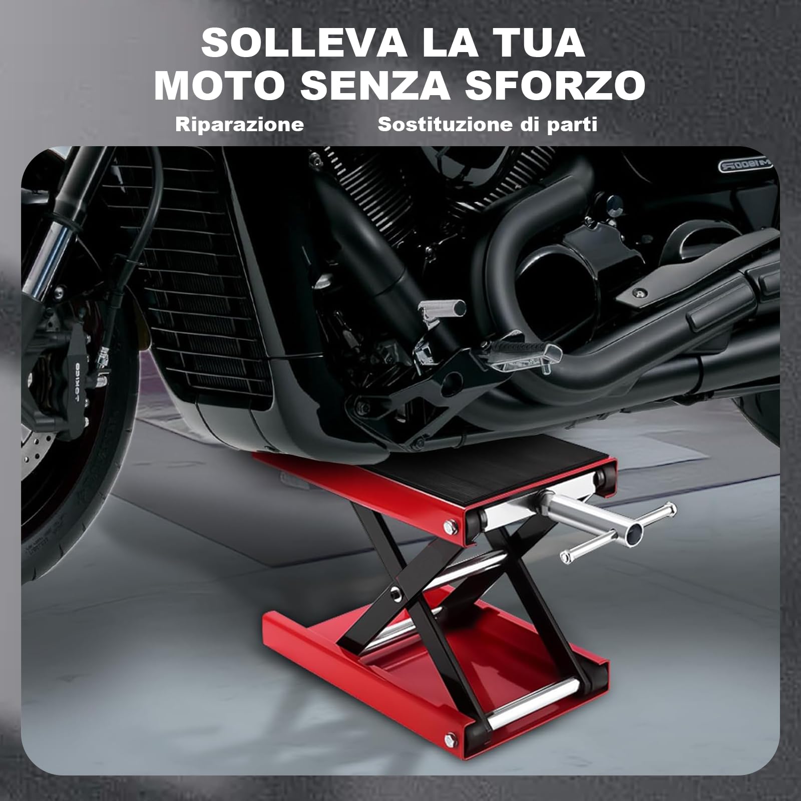 Ponte sollevatore per moto 500 kg ampio ponte 8,5-34 cm