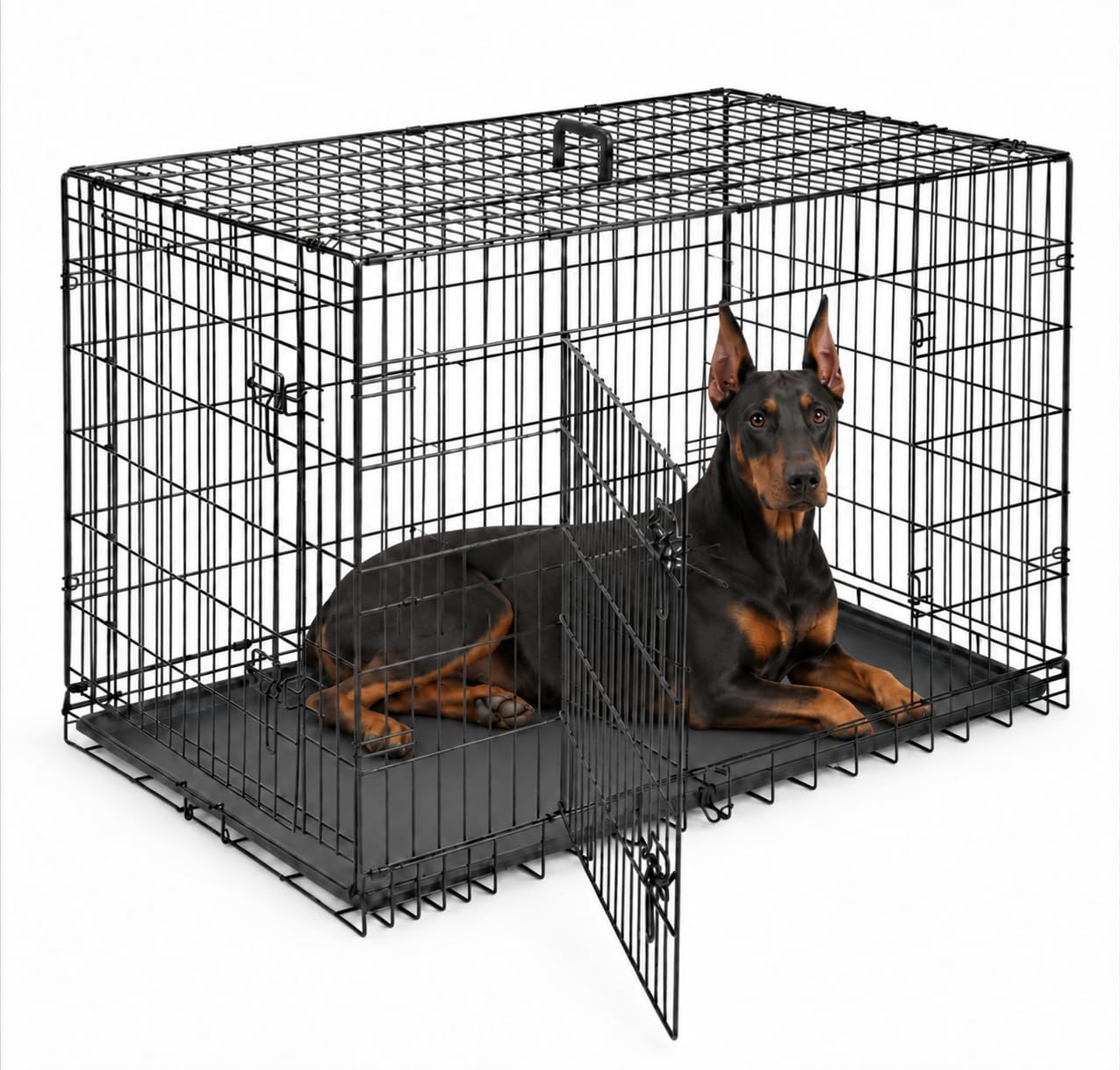 Extra Large Dog Crate 48 Inch Double Door Pet Cage Kennel