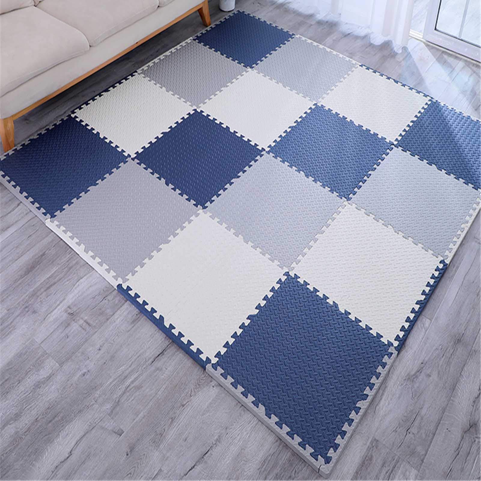 Tappetino Da Gioco in Schiuma Per Bambini, Tappetino in Schiuma Puzzle Portatile, Protezione Del Pavimento, Adatto Per Palestra, Area Giochi Per Bambini, Esercizio Fisico, Yoga,White+gray+dark blue,24