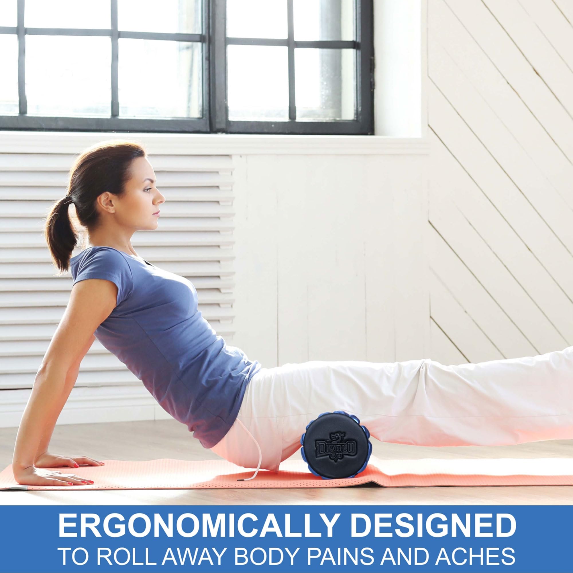 Diablo Self Myofascial Release, Self massage, Trigger Point release, Mobility, Acupressure Back, Therapy Yoga Gym Physio Injury Foam Roller (Size 17 Inch) (Navy Blue) 1
