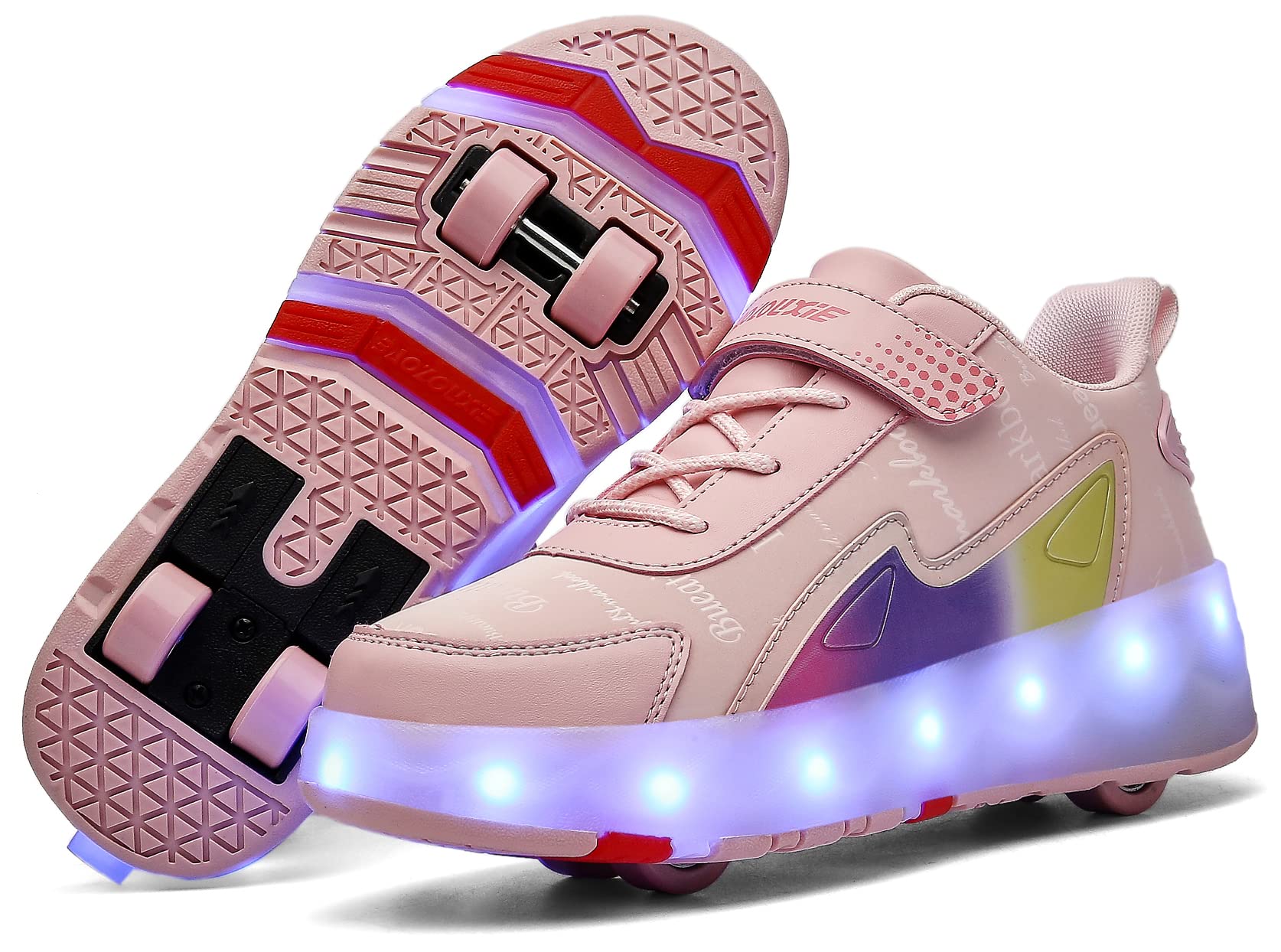 Chaussures à roulettes LED Lumières Clignotante Patins à roulettes pour Unisexe Enfants Retractable Basket a Roulette,Mode Skateboard Roller Garçons Fille Amie Creative Cadeau