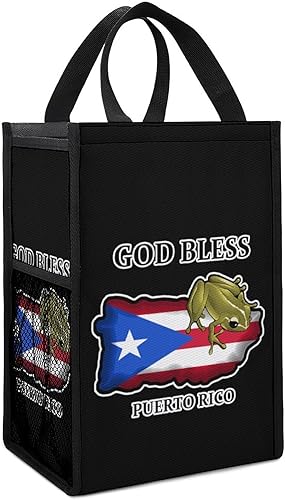 Miniatura 7 de God Bless Puerto Rico - Bolsa de almuerzo aislada plegable, portátil, bolsa de almuerzo para hombres y mujeres