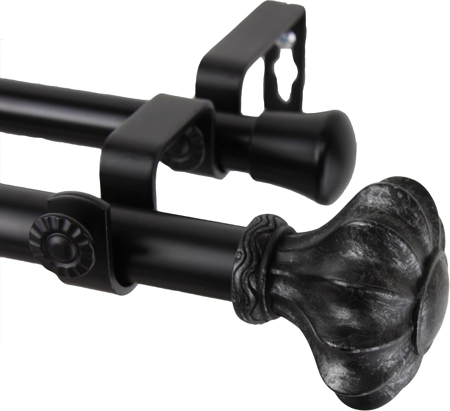 A&F Rod Decor - Earl Double Curtain Rod 66-120 inch - Antique Brass