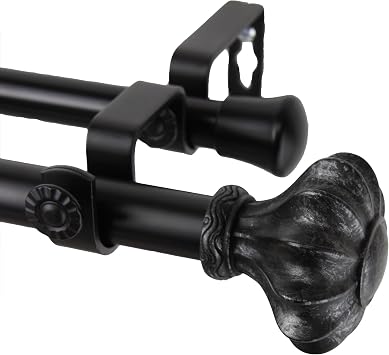 Rod Desyne 4703-282 Flair Double Window Curtain Rod Set, 28 to 48-Inch, Black