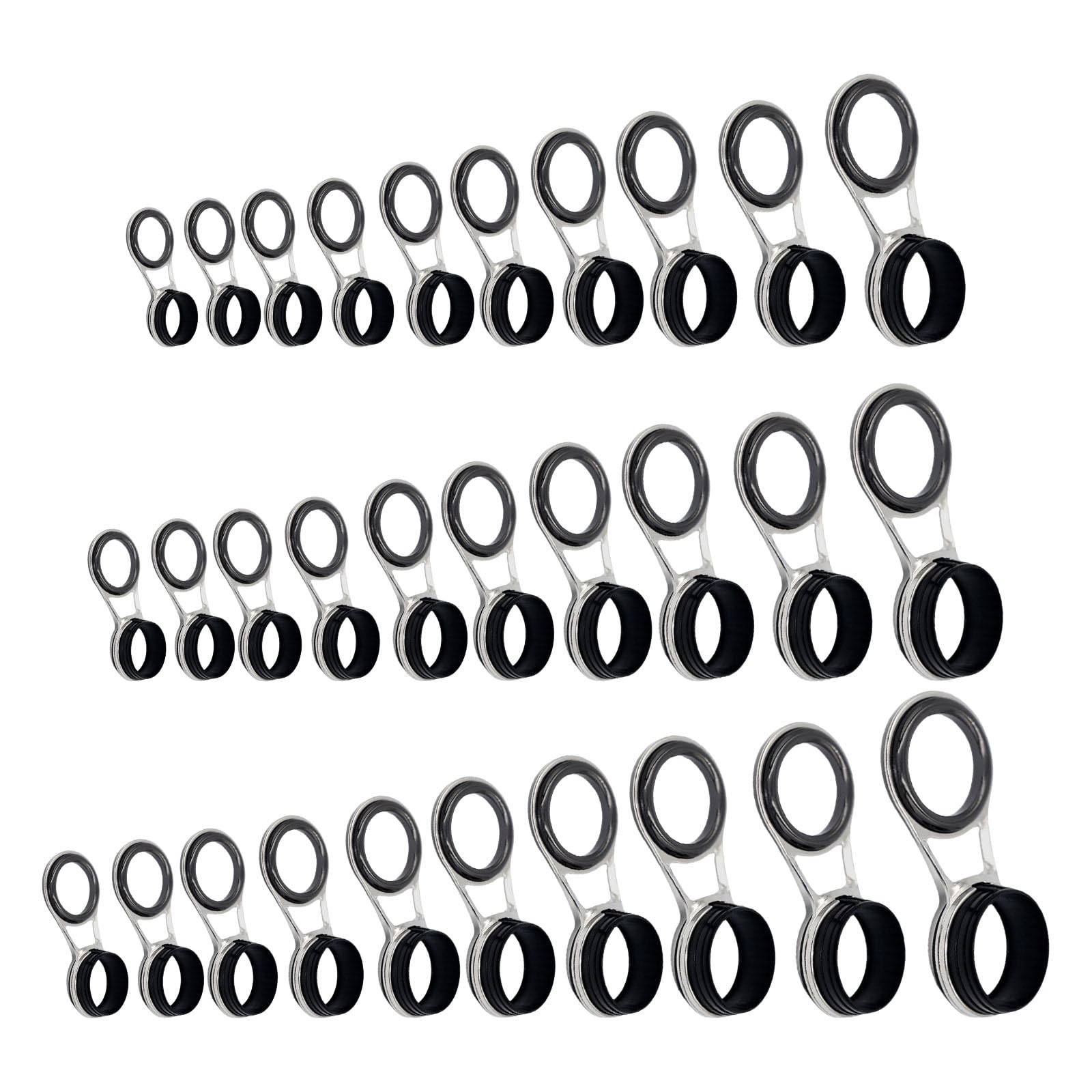30/20/10pcs Anelli in Ceramica Canna Da Pesca Guide Linea Attrezzatura Outdoor Attrezzatura con Pali Filo Guida In Acciaio Inox Ad Alta Resistenza Guida Pesca Aggiornamento Set Guide In Acciaio Inox