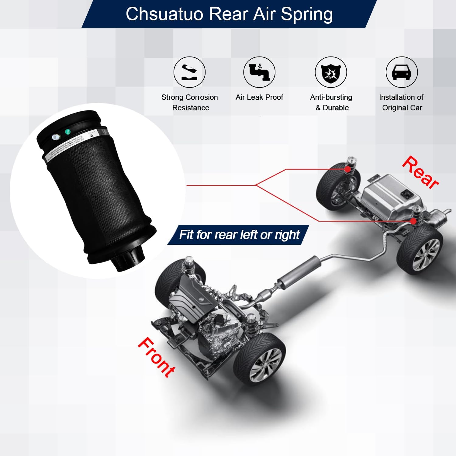 Pair Rear Air Spring Suspension Compatible with 2007-2019 Mercedes Benz W164 X164 GL320 GL350 GL450 GLE350 GLE450 AMG ML320 ML350 ML450 1643201025 1643200725 1663200325