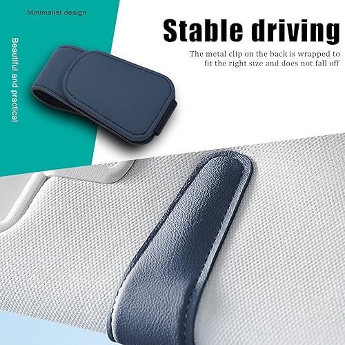 Miniatura 6 de Pincuttee Soporte magnético de cuero para lentes de sol, soporte para lentes de sol para visera solar de automóvil, soporte para anteojos con clip
