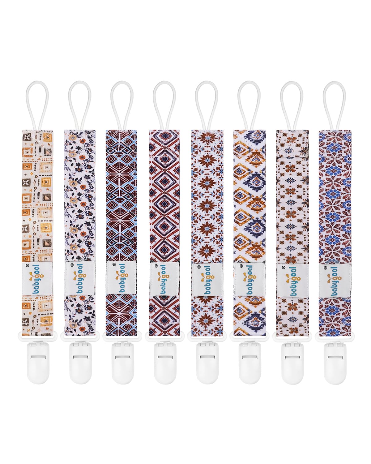 babygoal Baby Boho Pacifier Clips 8 Pack 8PB29